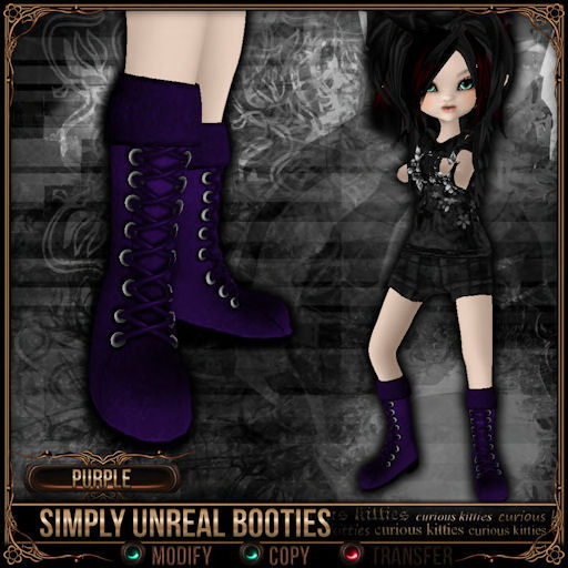 Mesh * =^.^= Curious Kitties Unreal Fuzz - Simply Unreal Booties - Purple