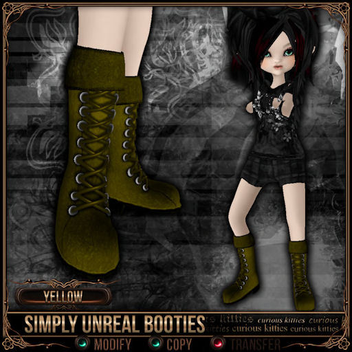 Mesh * =^.^= Curious Kitties Unreal Fuzz - Simply Unreal Booties - Yellow