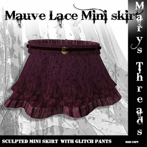 {m.t}Mauve Lace Sculpted Ruffles Skirt