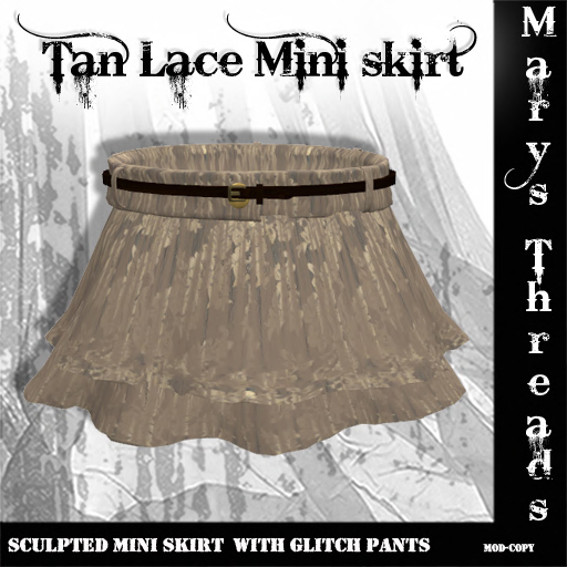 {m.t} Tan Lace Sculpted Ruffles Skirt