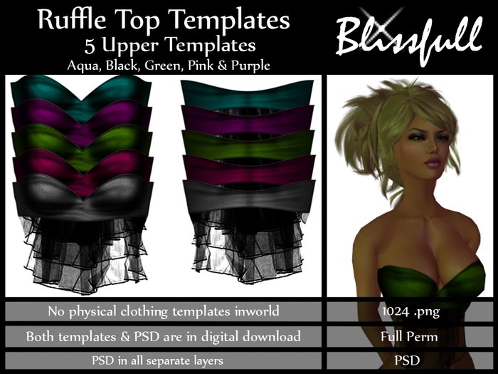 Blissfull Female Ruffle Top Templates