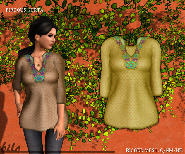 {bilo} Firdous Kurta - Lemon (MESH)