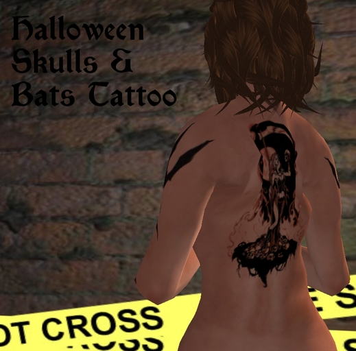 Halloween Skulls & Bats Tattoo