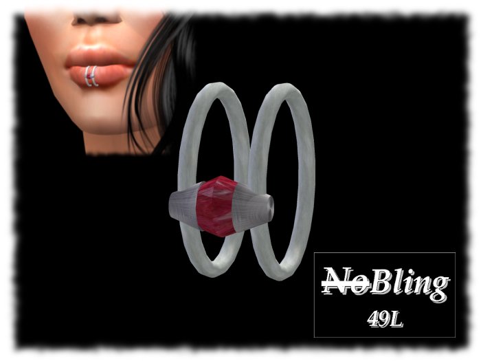 !NB!_NoBling: Double Lip Ring Silver Ruby Boxed, Lip Piercing