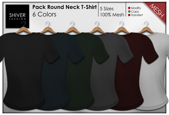 Shiver - Pack Mesh Round Neck T-Shirt - 6 Colors - 5 sizes