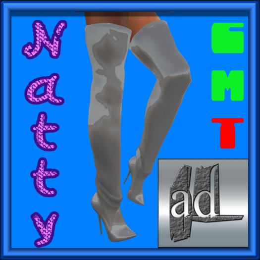 Mesh Natty Silver Shine Thigh High Boots Boxed