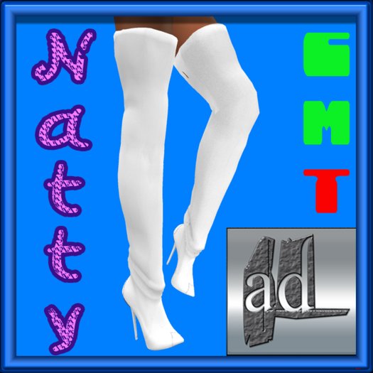 Mesh Natty White Thigh High Boots Boxed