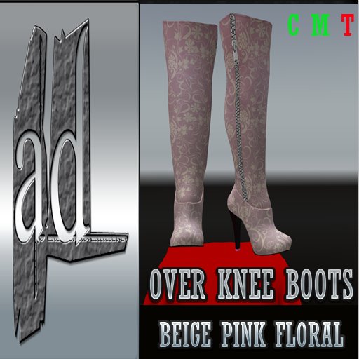 Over Knee Boots Pink Floral