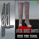 Over Knee Boots Pink Floral