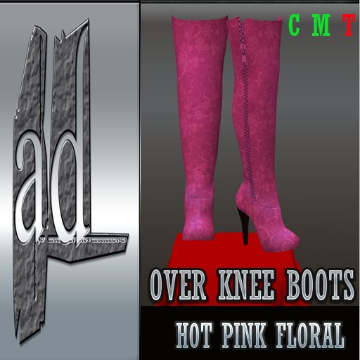 Over Knee Boots Hot Pink Floral
