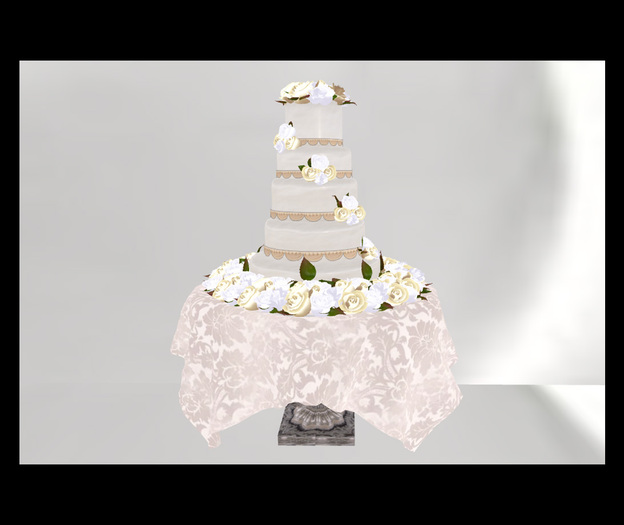 White and Cream Rose Wedding Cake