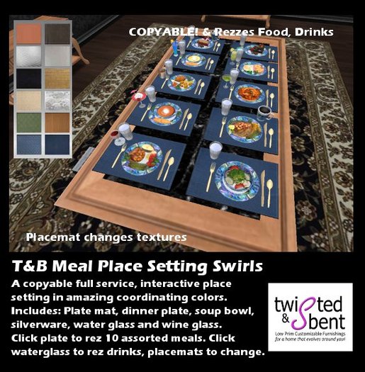 Dinner Place Setting with meals/food - Swirls