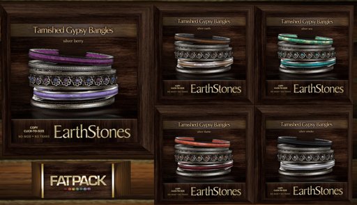 EarthStones Tarnished Gypsy Bangles - Silver Fatpack