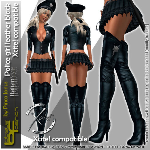 Babele Fashion Police Girl Leather Black