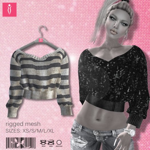**SHINE** Mesh Sweater Grey Stripes 