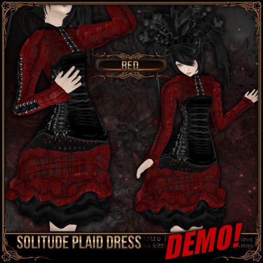 [Mesh] =^.^= Curious Kitties - Solitude Plaid Dress - Red DEMO