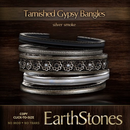 EarthStones Tarnished Gypsy Bangles - Silver/Smoke