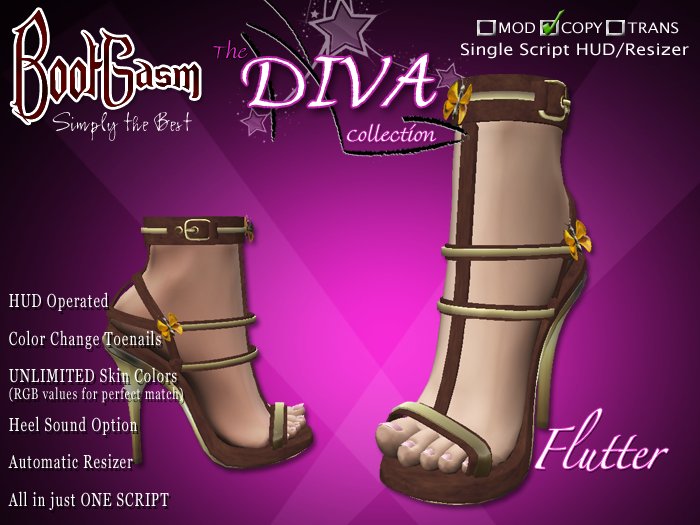 Bootgasm Diva Flutter Brown High Heels w/ Toes