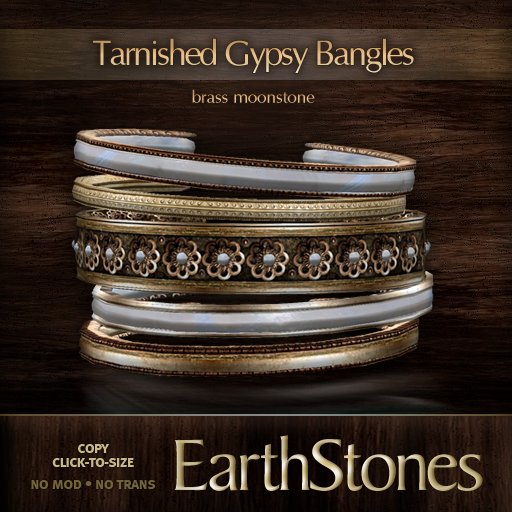 Second Life Marketplace EarthStones Tarnished Gypsy Bangles Brass