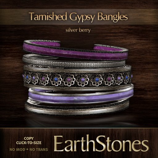 EarthStones Tarnished Gypsy Bangles - Silver/Berry