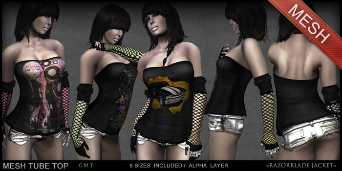=Razorblade Jacket= MESH T-Shirt Tube Top - DEMO
