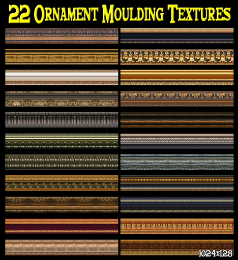 22 MOULDING TEXTURES -  ORNAMENT TEXTURES - 1024X128
