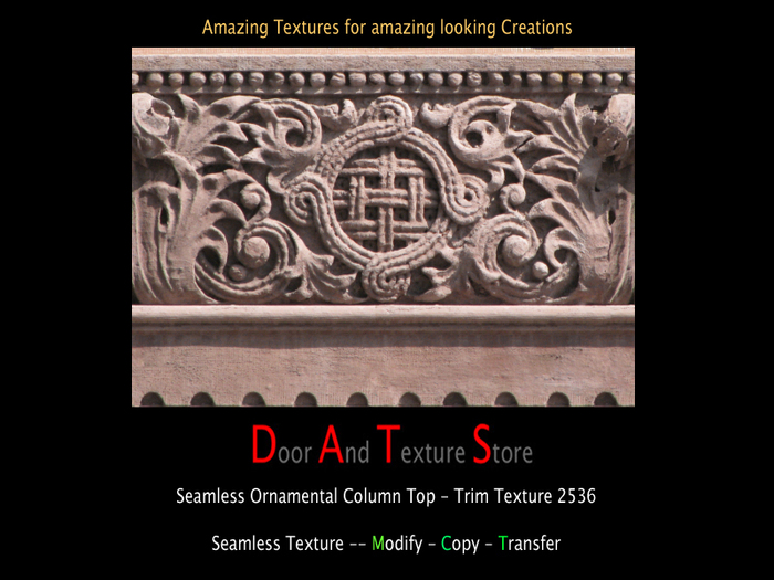 Ornamental Stone Building Trim, Column Top,Cap for Column -Full Perm Texture Included 2536