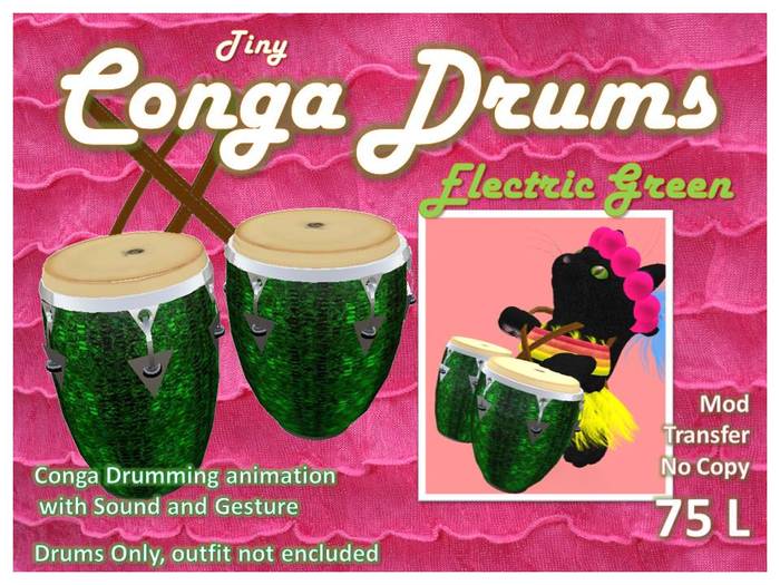 Tiny Conga Drums Electric Green 