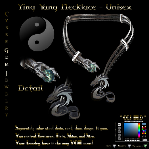 Ying Yang Necklace - Unisex - Color Changeable