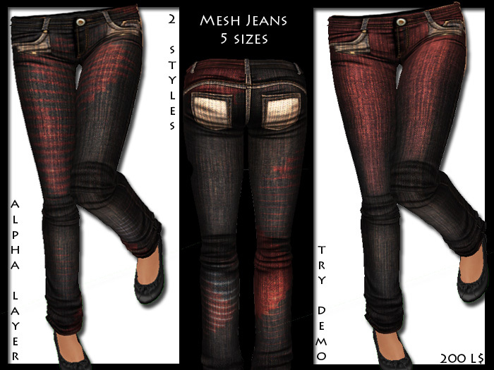 Mesh Jeans black/red -2 styles - 5 sizes -
