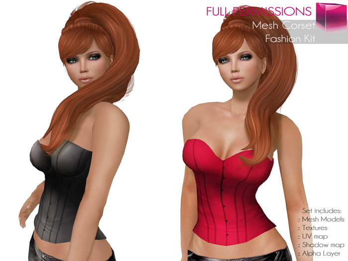 Full Perm CLASSIC RIGGED MESH Strapless Slim Fit Narrow Waist Hourglass Shape Strapless Corset Top - Black, Red