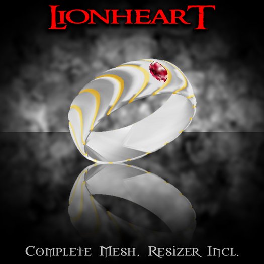 Dare Designs: Lionheart Men's ring - platinum-ruby