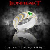 Dare Designs: Lionheart Men's ring - platinum-emerald