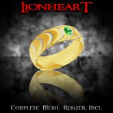Dare Designs: Lionheart Men's ring - gold-emerald
