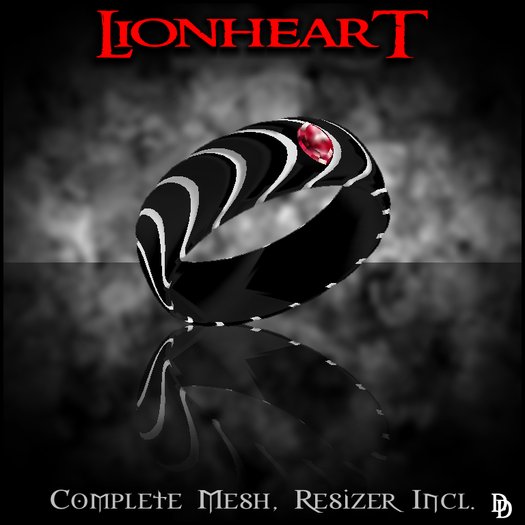 Dare Designs: Lionheart Men's ring - black titanium-ruby