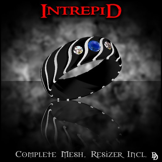 Dare Designs: Intrepid Men's ring - black titanium-sapphire