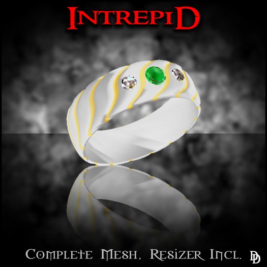 Dare Designs: Intrepid Men's ring - platinum-emerald
