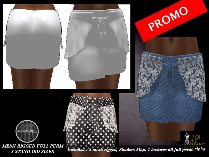 MESH RIGGED SKIRT PROMO 5 STANDARD SIZES 