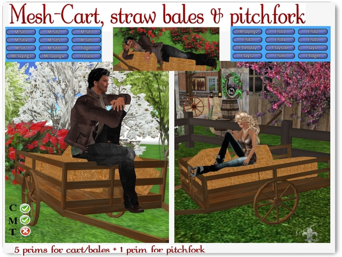 MeshCart,strawbales, pitchfork & single poses