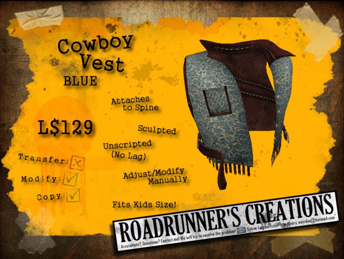 [.:R's:.]   Cowboy Vest [Blue]