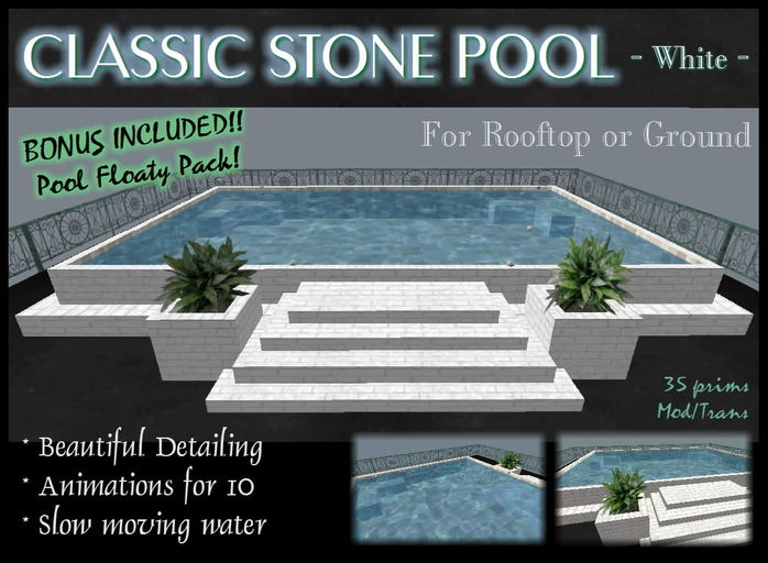 Classic Stone Pool (White) w/BONUS