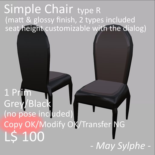 - May Sylphe - Simple Chair R Grey/Black glossy