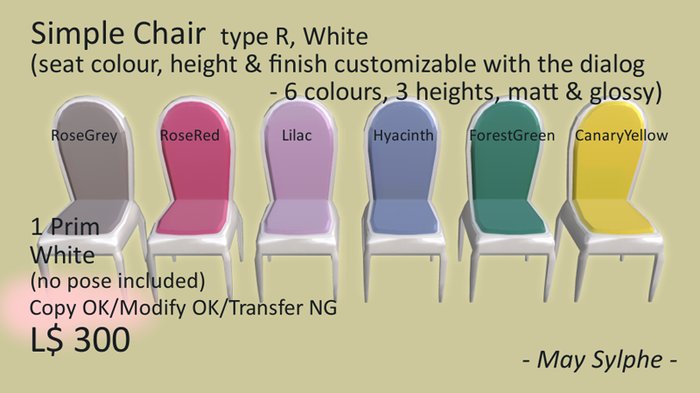 - May Sylphe - Simple Chair R 6Colours/White