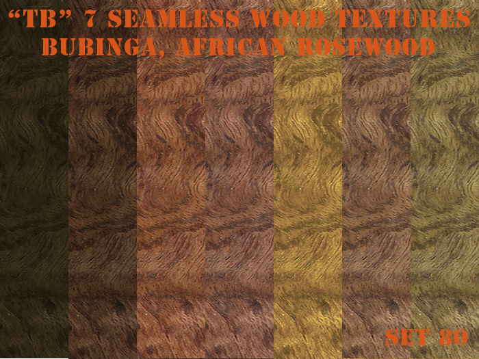 Twice baked 7 seamless Wood (bubinga) textures set 80