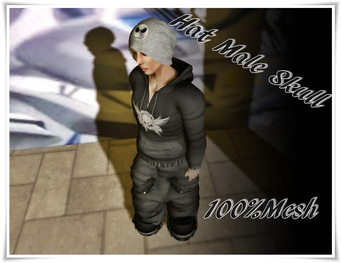 [[>CaKe!<]]Mesh-hat men Grey Skull