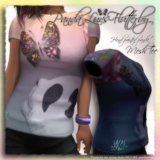 =KKC!= Mesh Tee Shirt Panda Luvs Flutterby - Blue