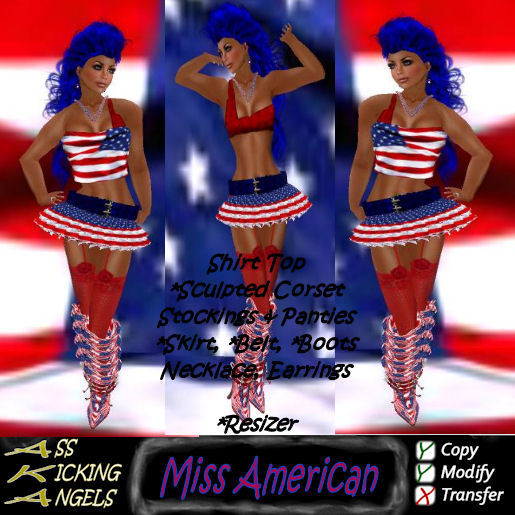 AKA Miss American Patriotic 4th of July Independence Day Memorial Day