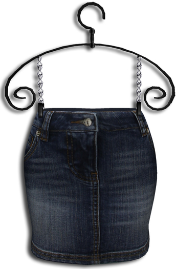 ((Crystal Line))Denim skirt-Blueblack(Mesh)