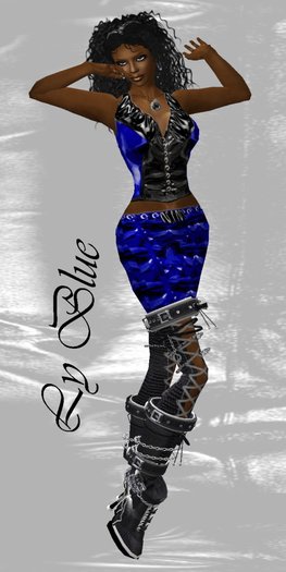 FULL PERM SEXY BLUE/BLACK LATEX PANTS OUTFIT & ACCESSORIES - 10L