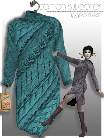 !gO! Cotton sweater turquoise